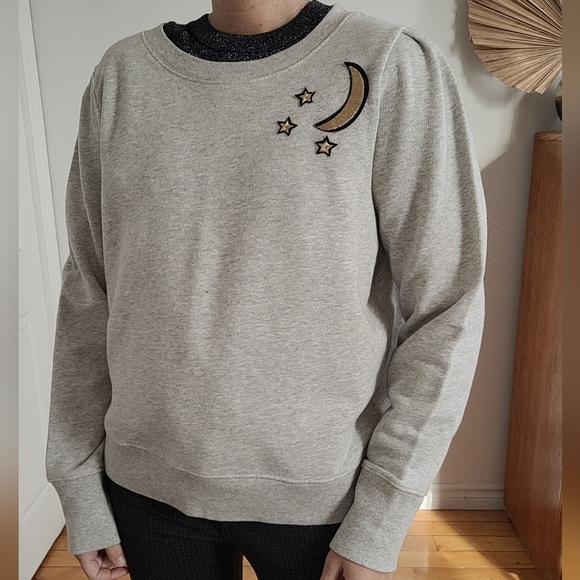 J. Crew Gray Sweater with Moon and Stars - Picture 1 of 8